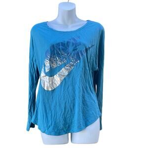 Nike Women's Signal Long Sleeve Tee Metallic Stratus Blue